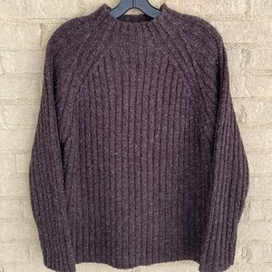 Vintage 90s Express Tricot Brown Cable Knit Mock Neck Sweater. Size M